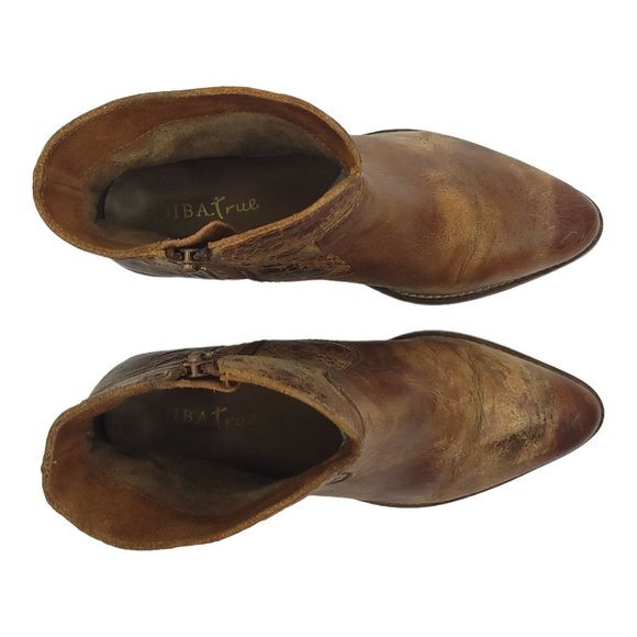 Diba True Walnut Grove Distressed Leather Ankle Boots Womens 9 Stacked Heel - Picture 6 of 12